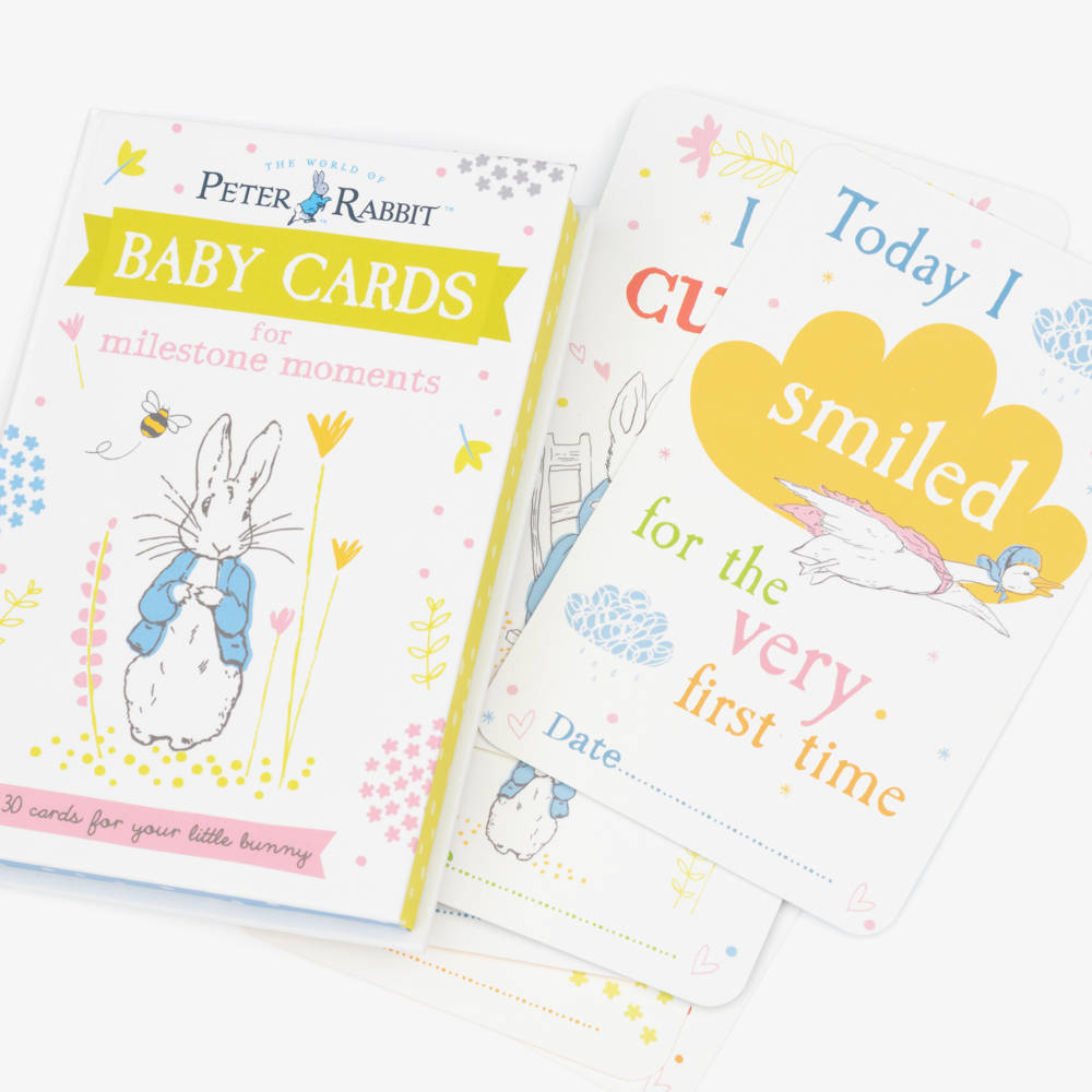 Peter Rabbit™ by Childrensalon-White Peter Rabbit Babygrow Set with Milestone Cards | Childrensalon