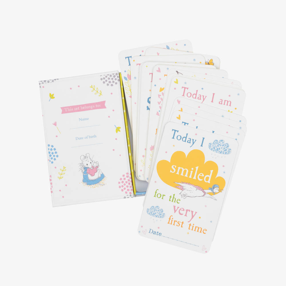 Peter Rabbit™ by Childrensalon-White Peter Rabbit Babygrow Set with Milestone Cards | Childrensalon