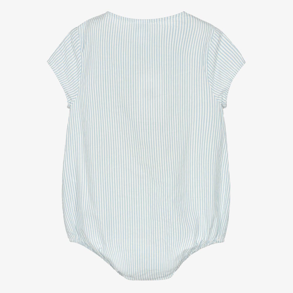 Petit Bateau-Baby Boys Blue Striped Cotton Shortie | Childrensalon
