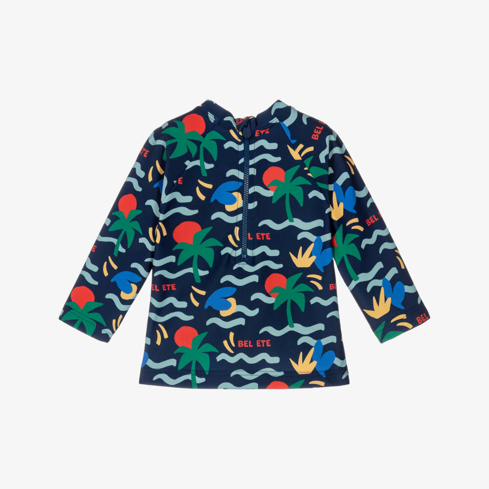 Petit Bateau-توب سباحة بطبعة نخيل لون كحلي للأولاد الرضع (UPF50+) | Childrensalon
