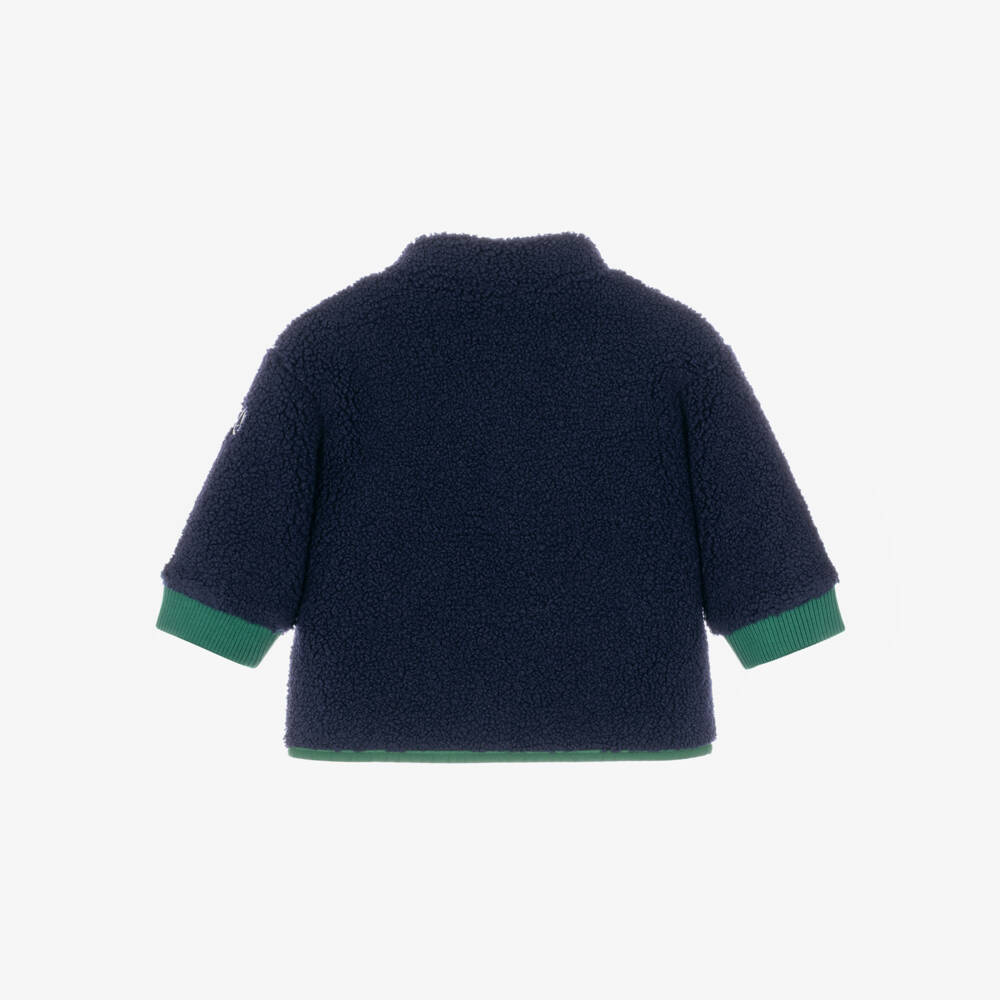 Petit Bateau-Baby Boys Navy Sherpa Jacket with Colourful Accents | Childrensalon