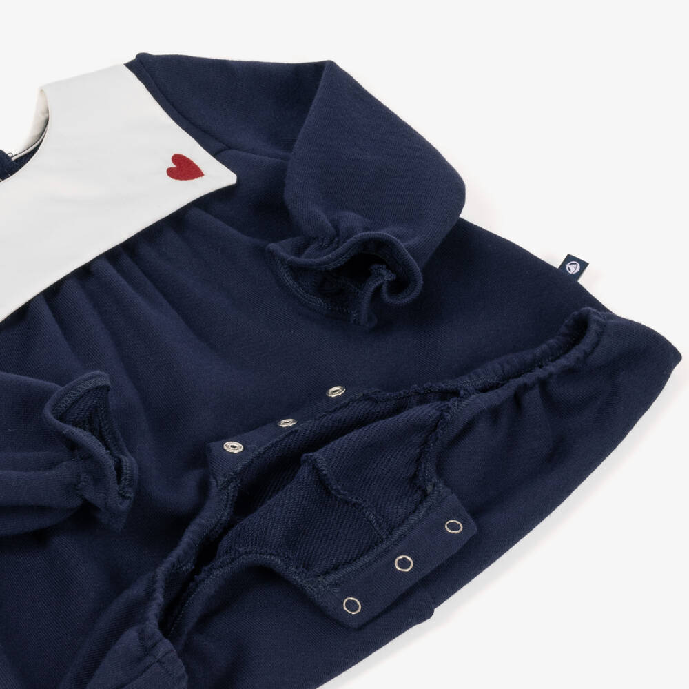 Petit Bateau-Baby Girls Navy Blue Sailor Collar Shortie | Childrensalon
