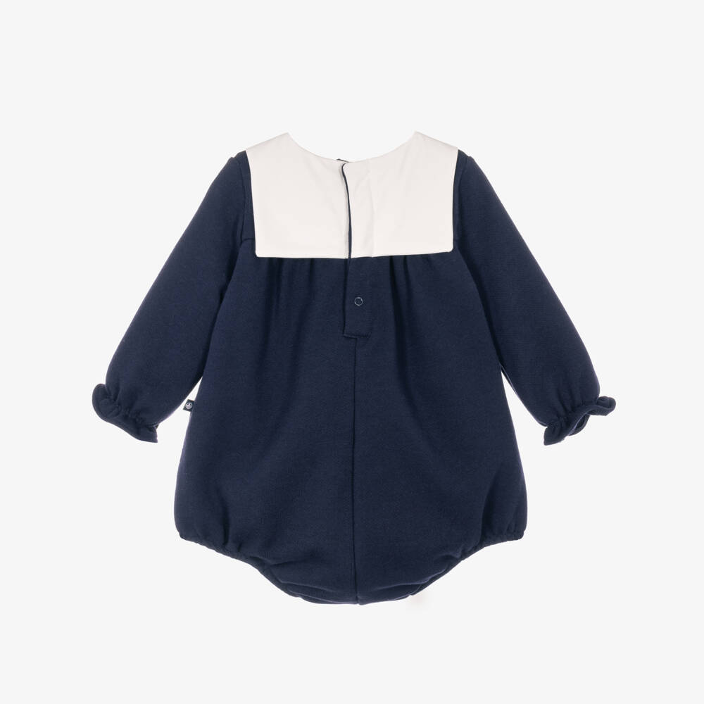 Petit Bateau-Baby Girls Navy Blue Sailor Collar Shortie | Childrensalon