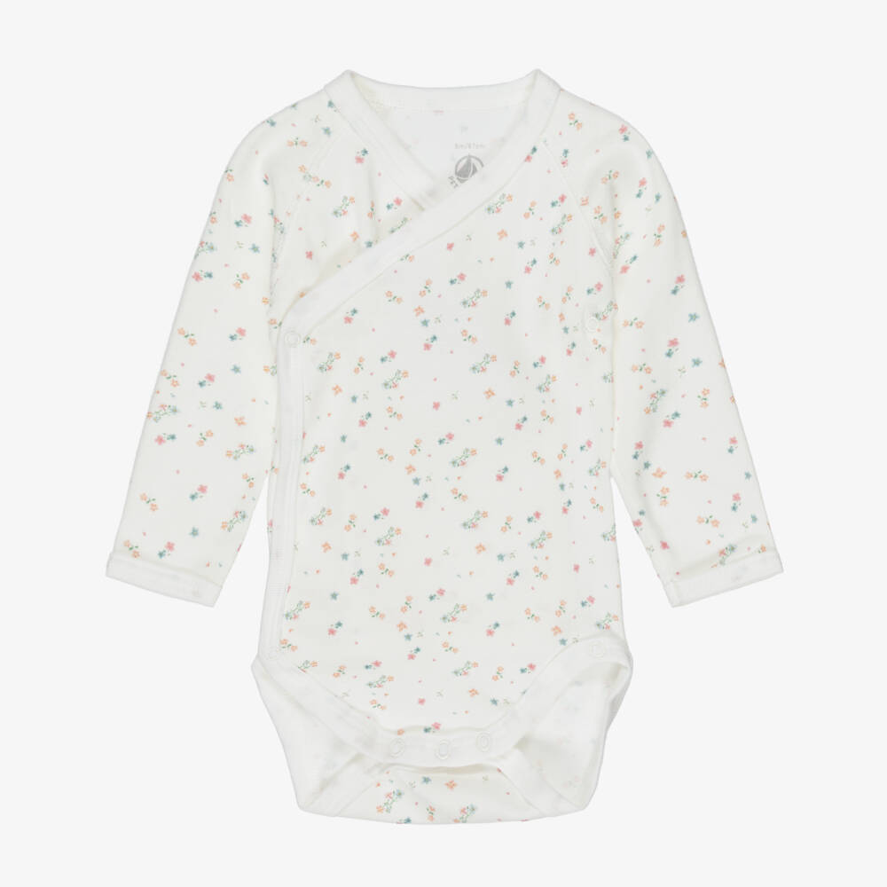 Petit Bateau-Baby Girls Pink & Ivory Cotton Bodysuits (5 Pack) | Childrensalon