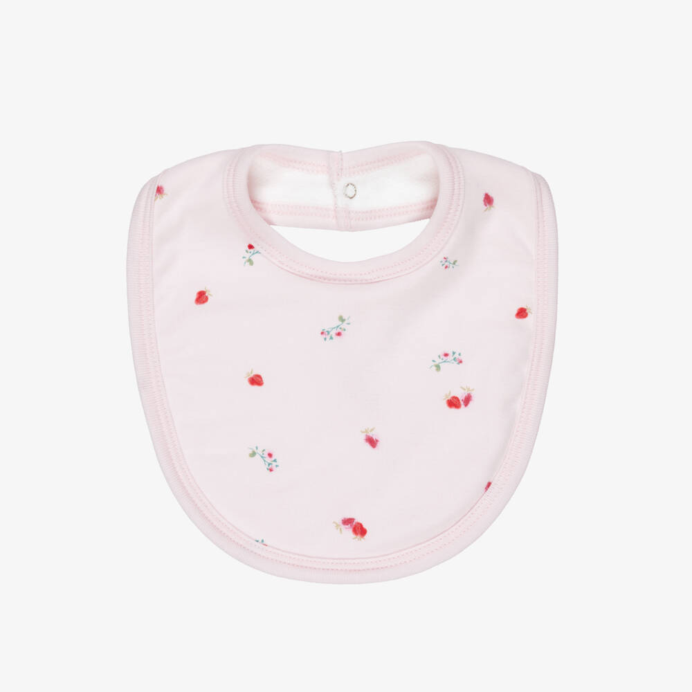 Petit Bateau-Baby Girls Pink & Ivory Cotton Floral Print Bibs (2 Pack) | Childrensalon