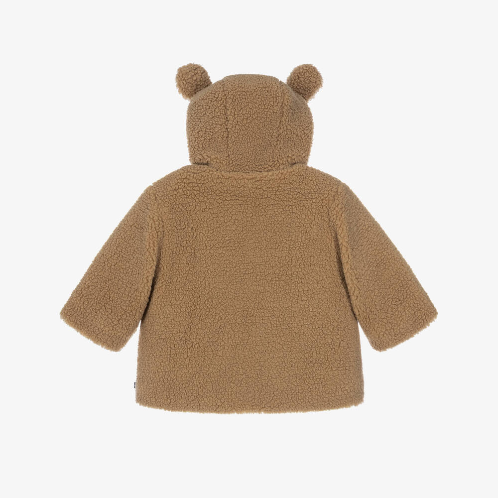Petit Bateau-Beige Hooded Sherpa Fleece Jacket | Childrensalon