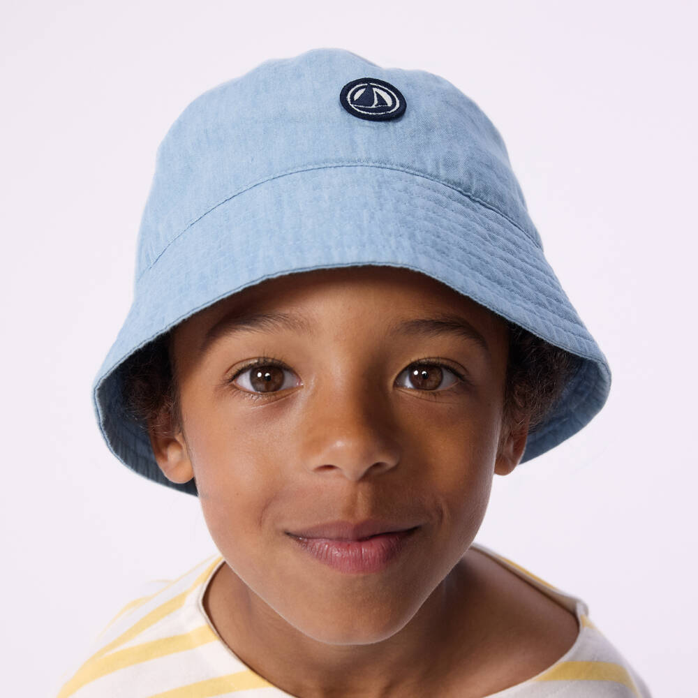 Petit Bateau-Blue Chambray Bucket Hat | Childrensalon