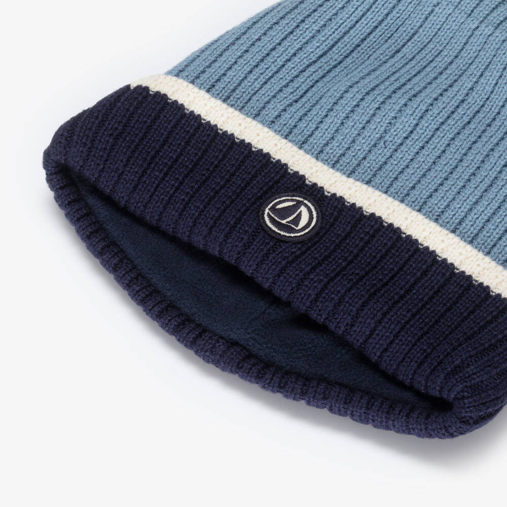 Petit Bateau-Шапка бини синяя хлопковая вязаная | Childrensalon