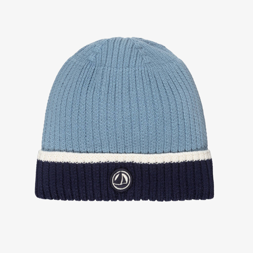 Petit Bateau-Шапка бини синяя хлопковая вязаная | Childrensalon