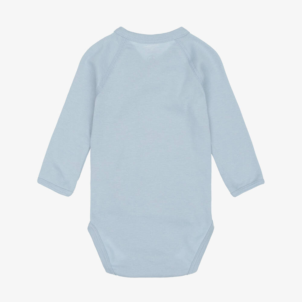 Petit Bateau-Blue & Ivory Cotton Bodyvests (3 Pack) | Childrensalon
