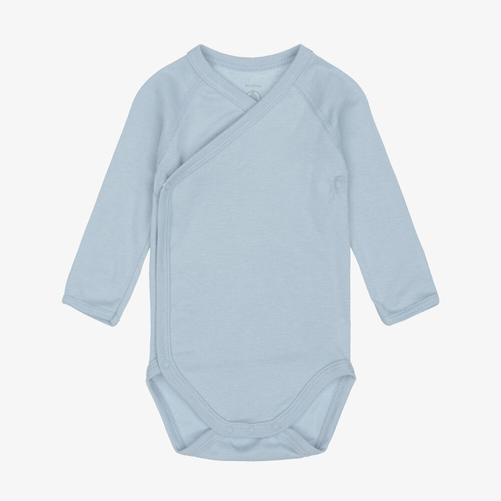 Petit Bateau-Blue & Ivory Cotton Bodyvests (3 Pack) | Childrensalon