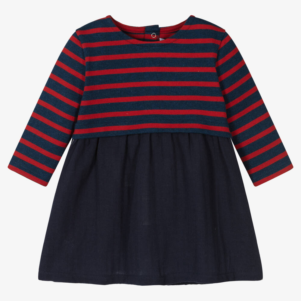 open lace back dress Sail to Sable Striped Tunic Dress in Navy and White – Country Club Prep main image 1