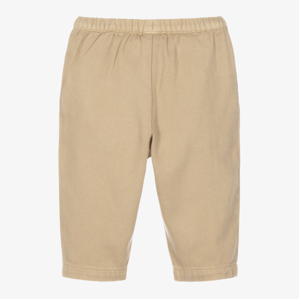 Petit Bateau-Boys Beige Cotton Twill Trousers | Childrensalon