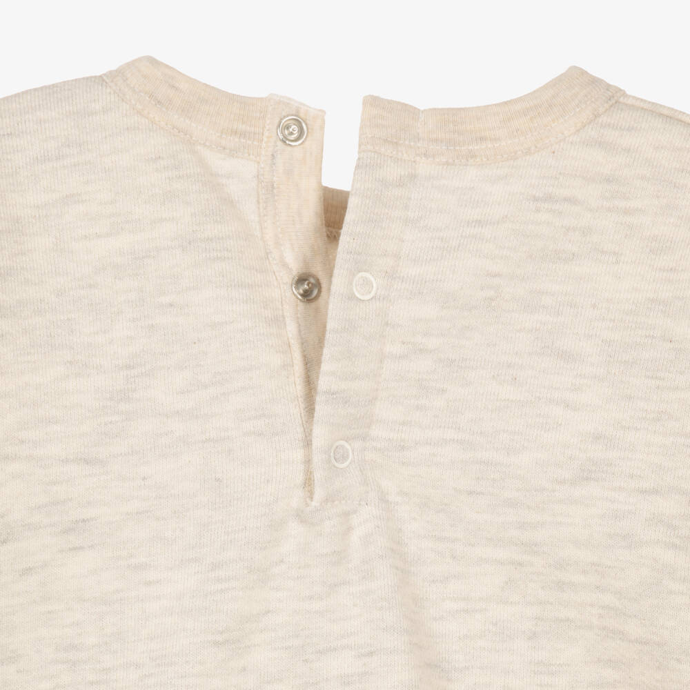 Petit Bateau-Boys Beige Marl Sweatshirt with Colourful Logo | Childrensalon