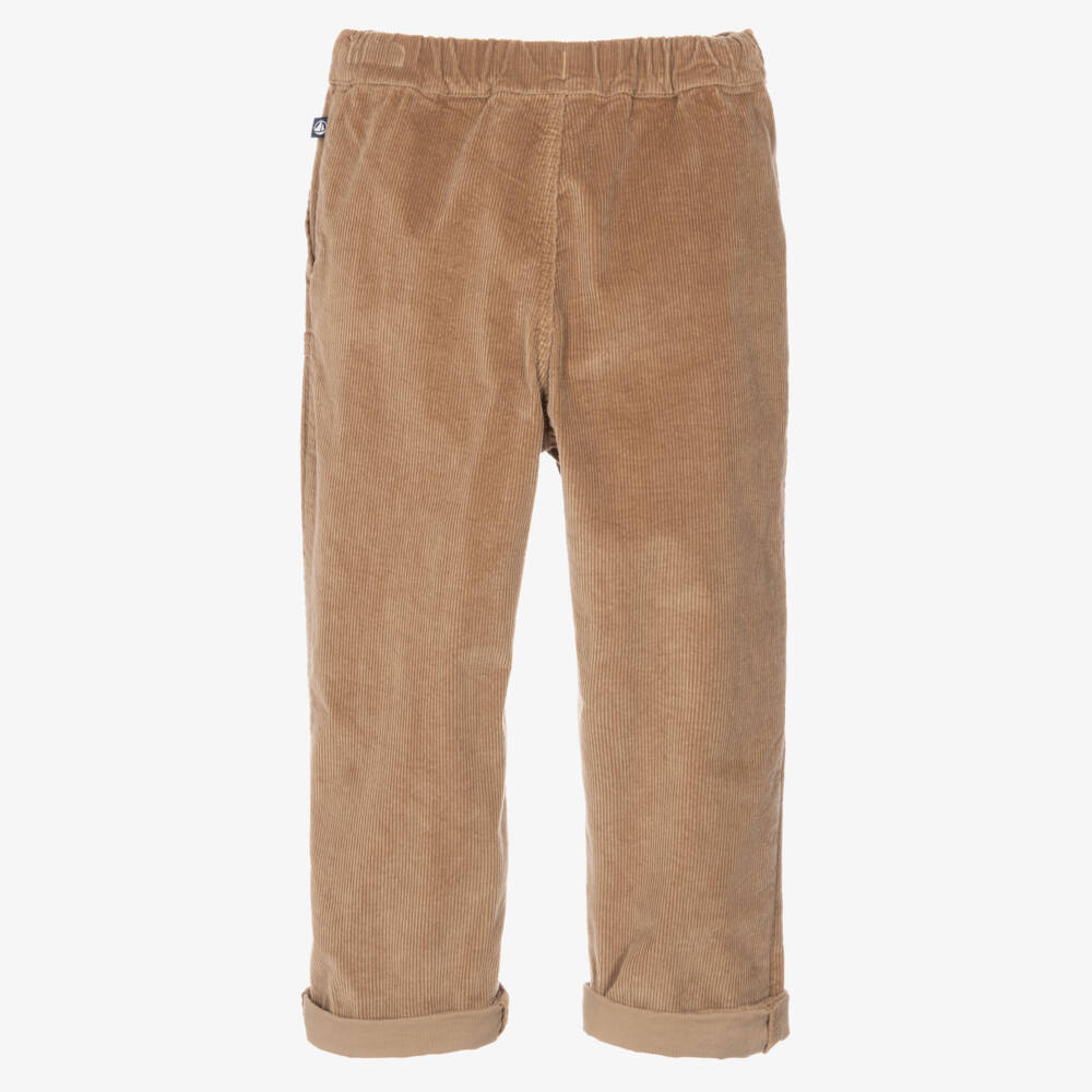 Petit Bateau-Boys Beige Pull-On Corduroy Trousers | Childrensalon