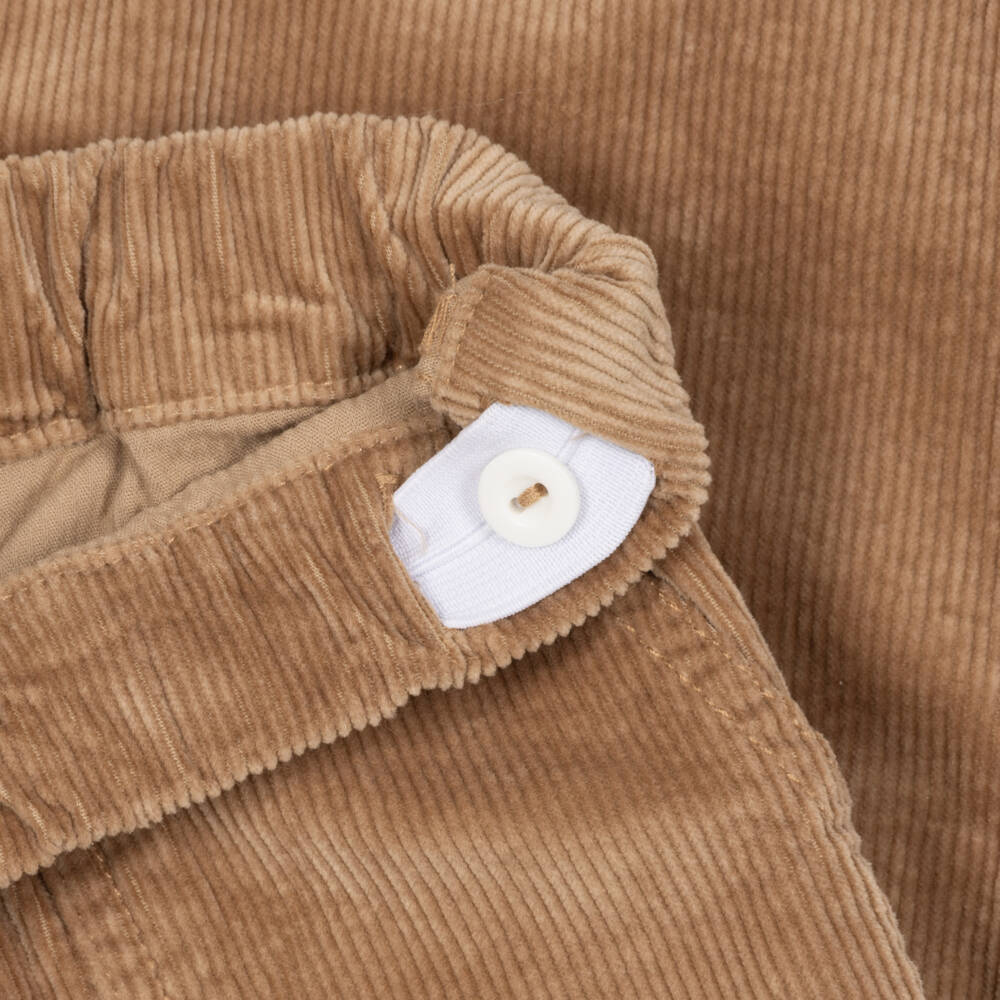 Petit Bateau-Boys Beige Pull-On Corduroy Trousers | Childrensalon