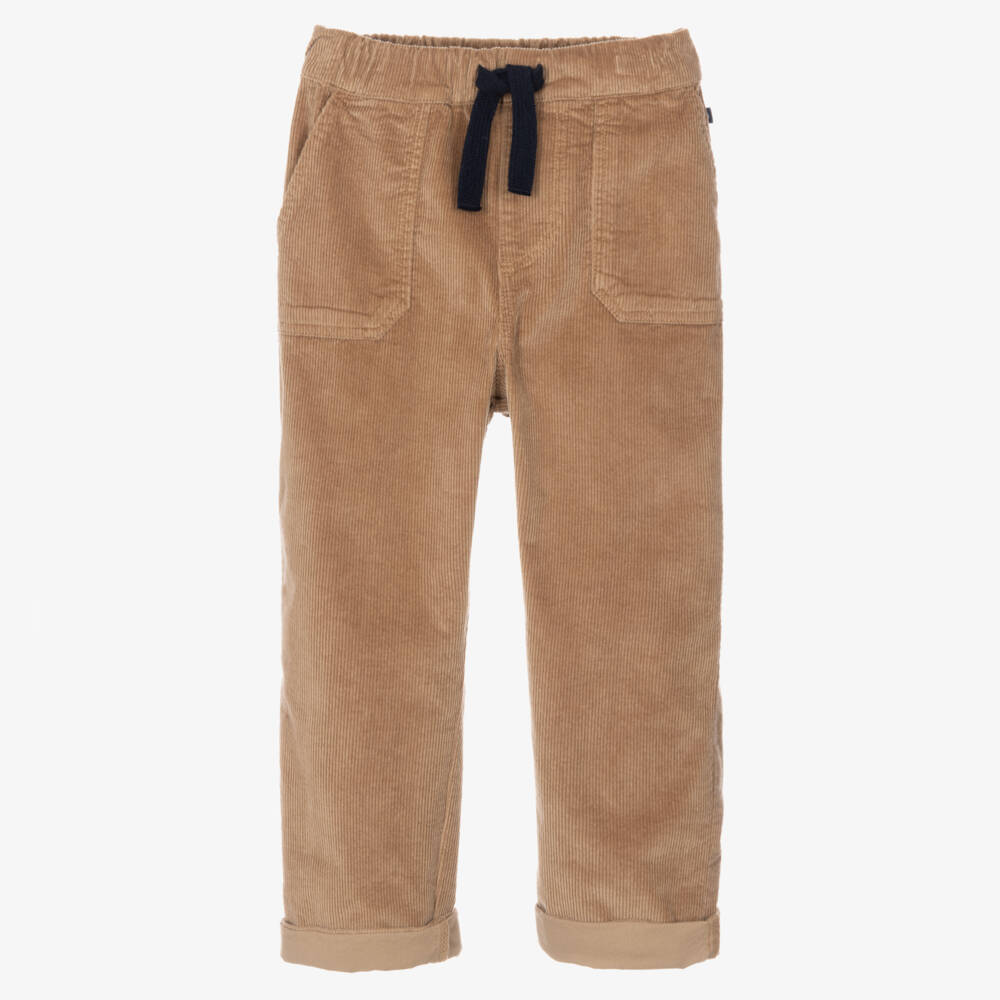 Petit Bateau-Boys Beige Pull-On Corduroy Trousers | Childrensalon