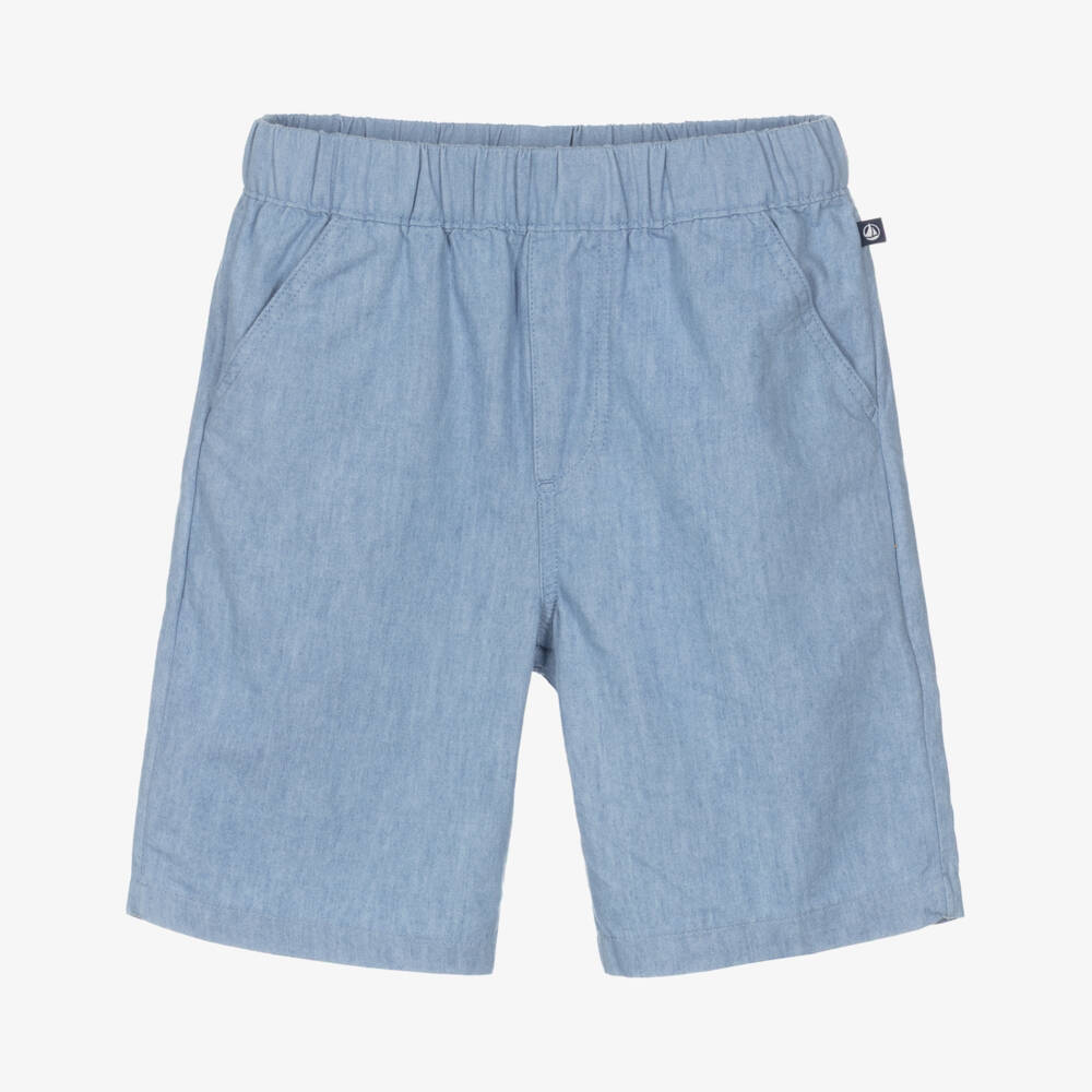 Petit Bateau-Boys Blue Chambray Bermuda Shorts | Childrensalon
