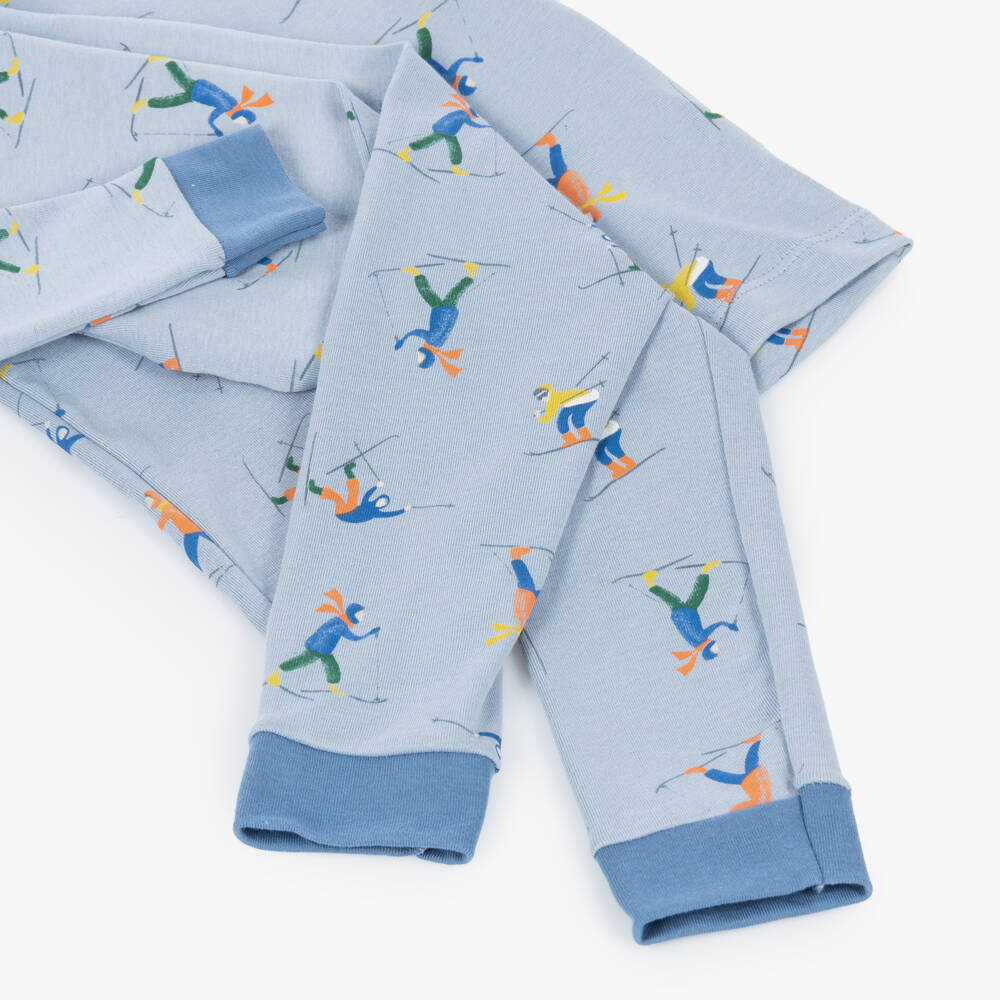 Petit Bateau-Boys Blue Cotton Pyjamas with Ski Print | Childrensalon