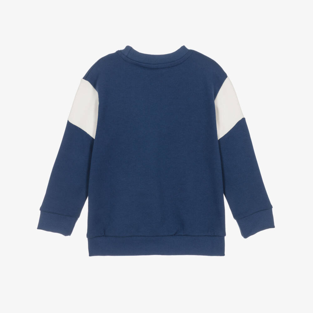 Petit Bateau-Boys Blue Cotton Sweatshirt with Varsity Style Logo | Childrensalon