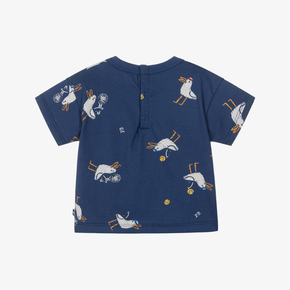 Petit Bateau-Футболка синяя из хлопка с принтом птиц для мальчиков | Childrensalon