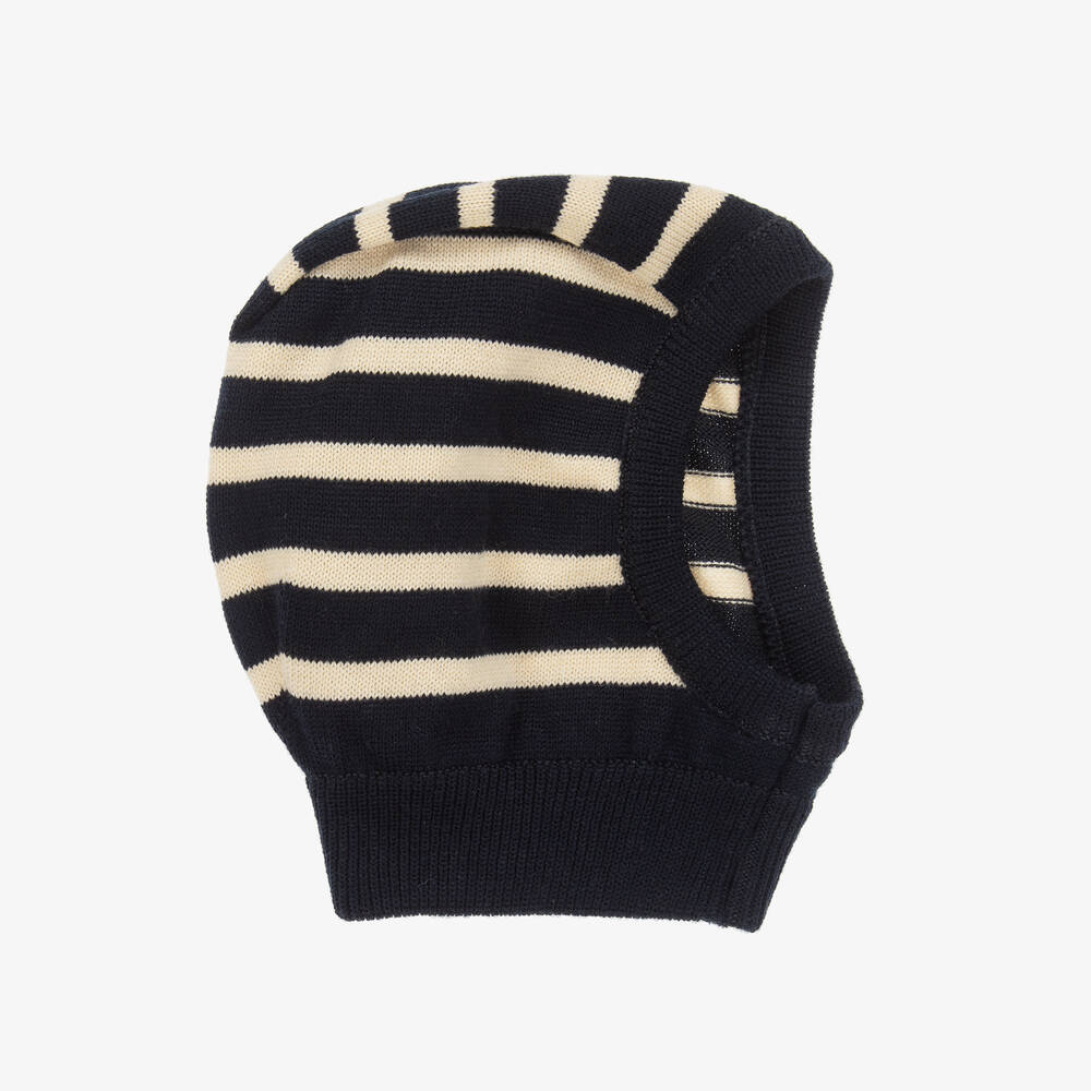 Petit Bateau-Boys Blue Cotton & Wool Balaclava | Childrensalon