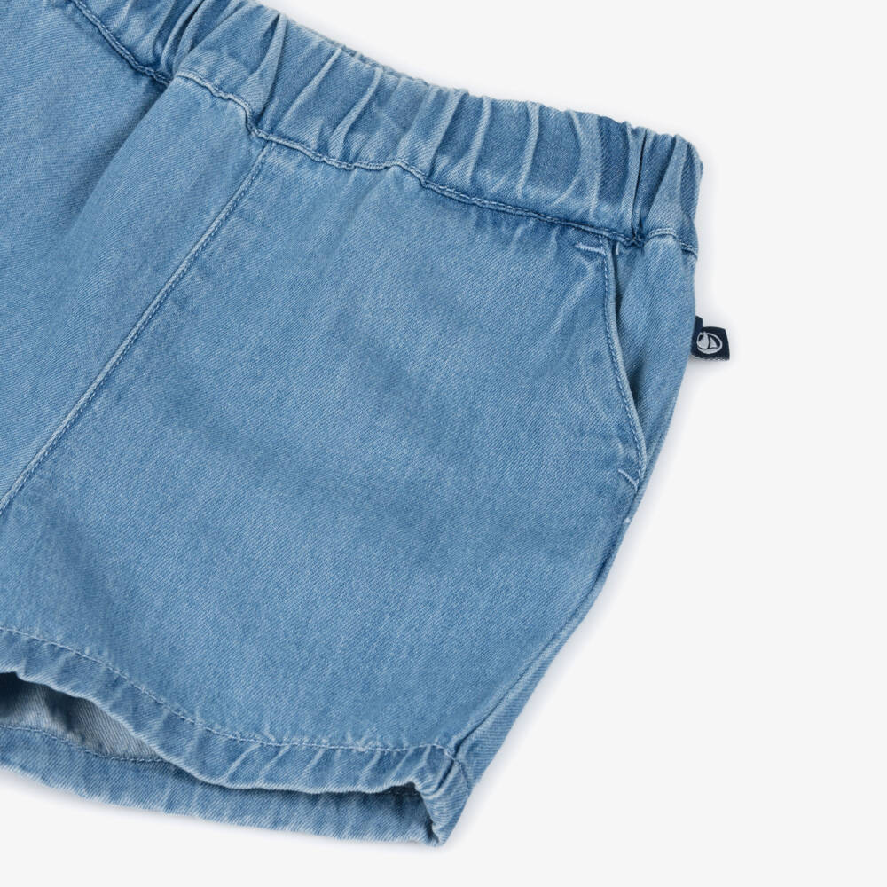 Petit Bateau-Boys Blue Denim Elasticated Waist Shorts | Childrensalon
