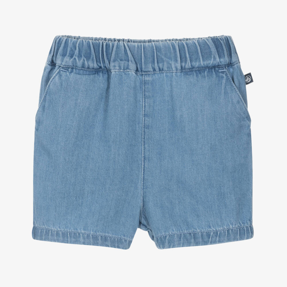 Petit Bateau-Boys Blue Denim Elasticated Waist Shorts | Childrensalon