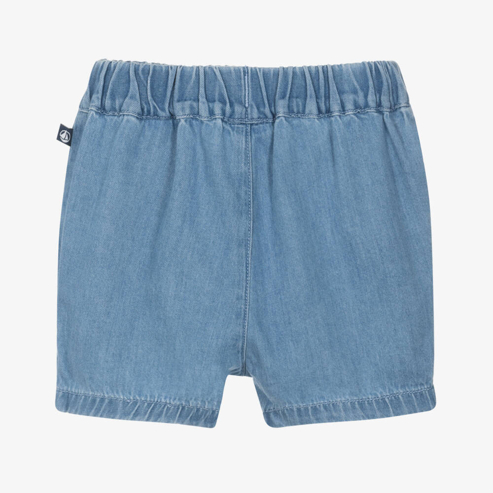 Petit Bateau-Boys Blue Denim Elasticated Waist Shorts | Childrensalon