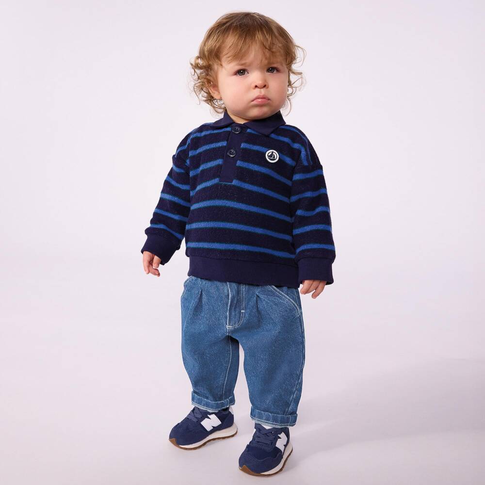 Petit Bateau-بنطلون دنيم لون أزرق للأولاد الرضع | Childrensalon
