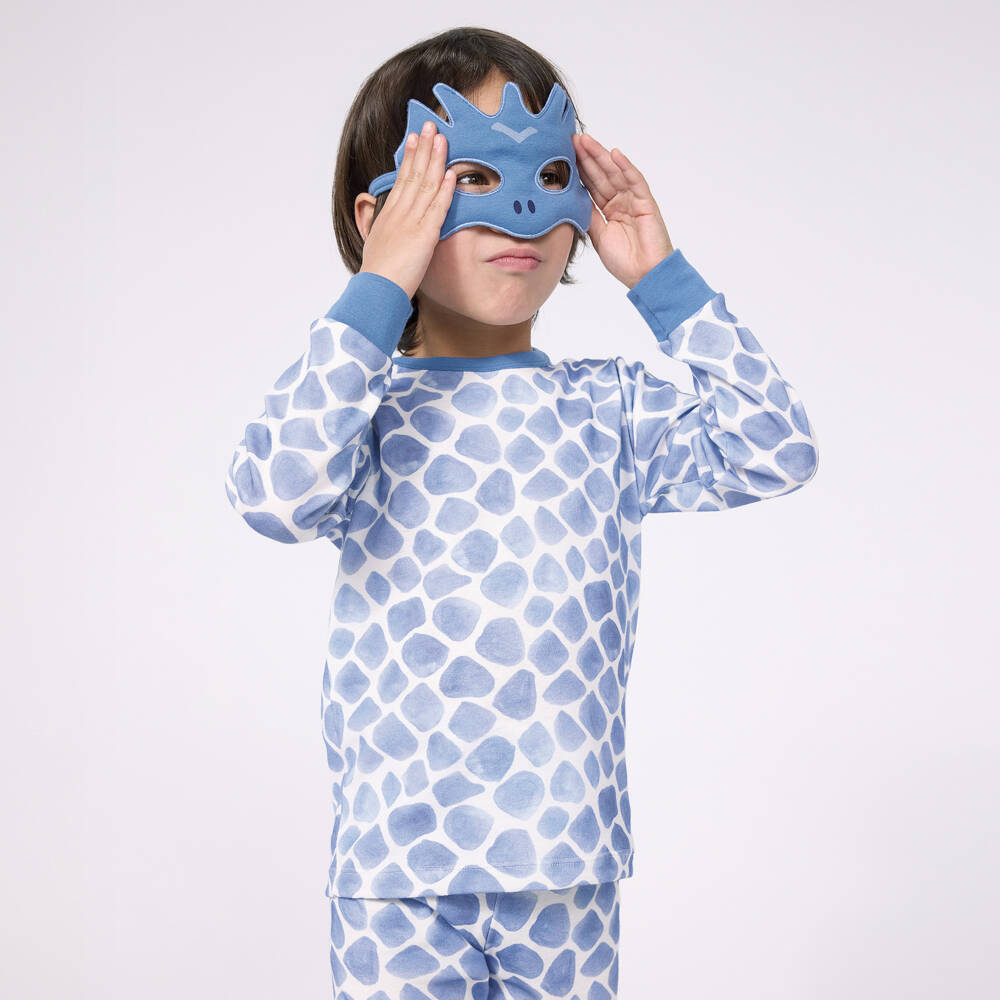 Petit Bateau-Boys Blue Dragon Pyjama & Mask Set | Childrensalon