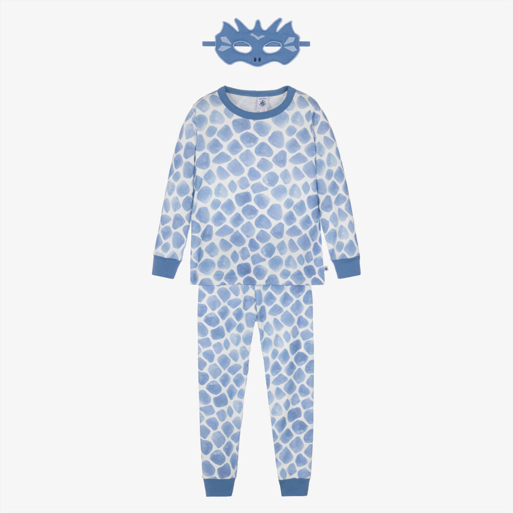 Petit Bateau-Boys Blue Dragon Pyjama & Mask Set | Childrensalon