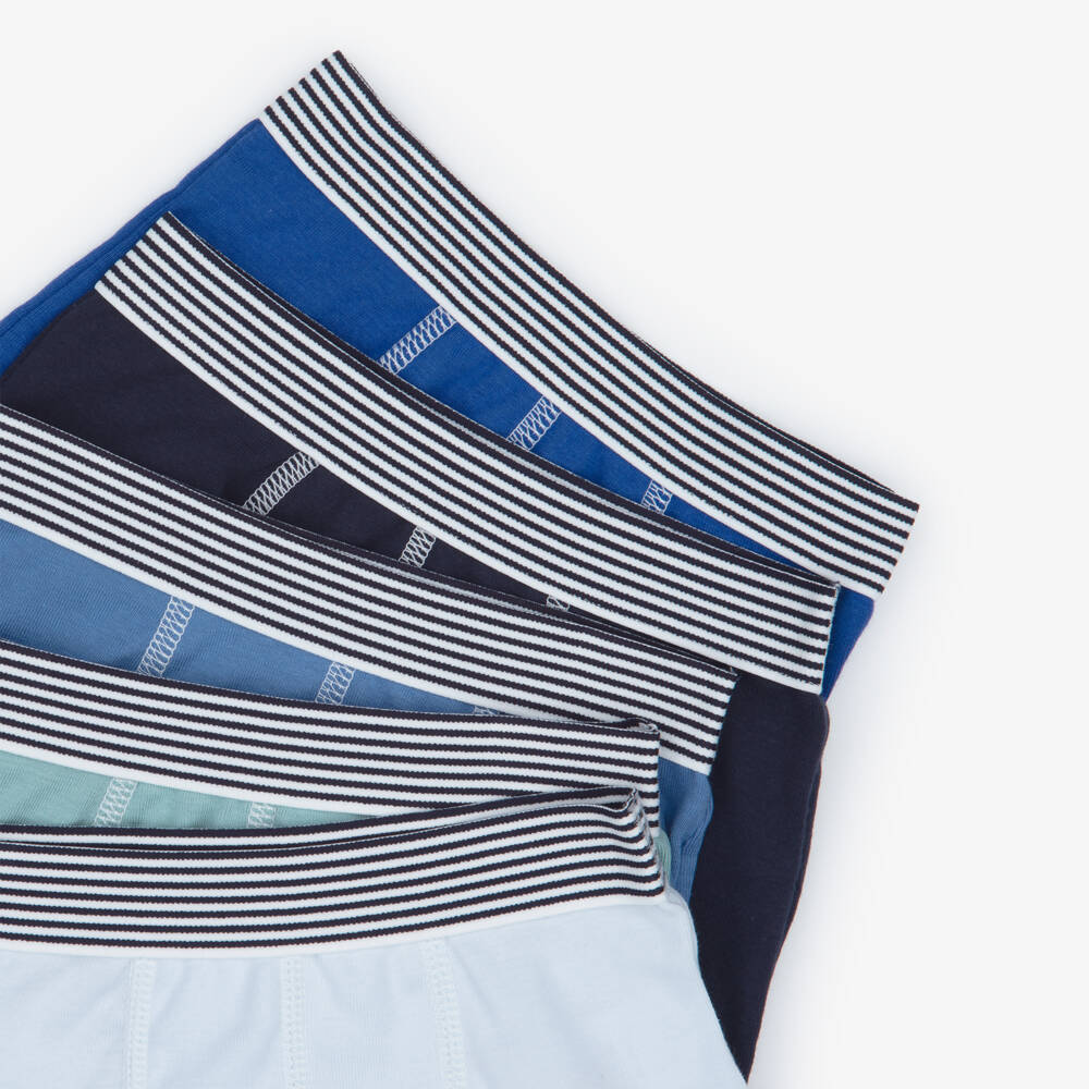Petit Bateau-Boys Blue & Green Cotton Boxer Shorts (5 Pack) | Childrensalon