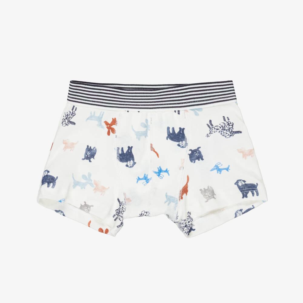 Petit Bateau-Boys Blue & Ivory Cotton Boxers (5 Pack) | Childrensalon