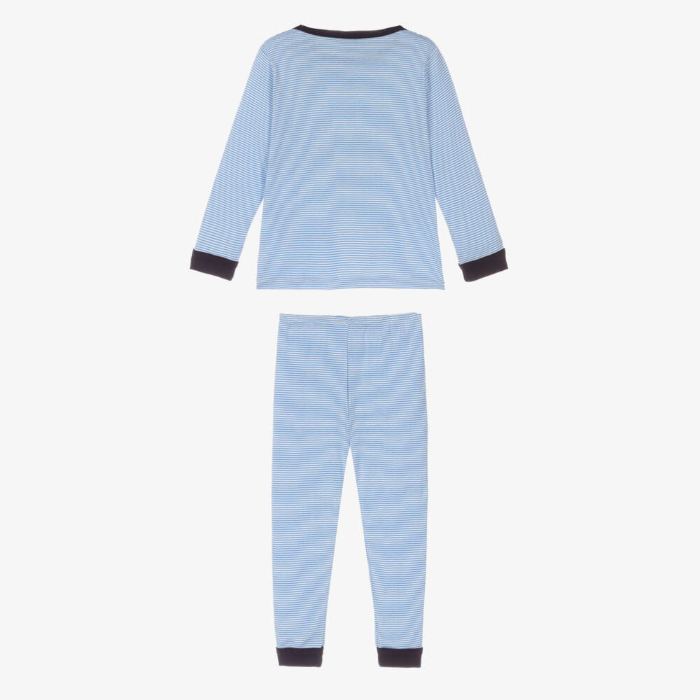 Petit Bateau-Boys Blue Striped Cotton Long Pyjamas | Childrensalon