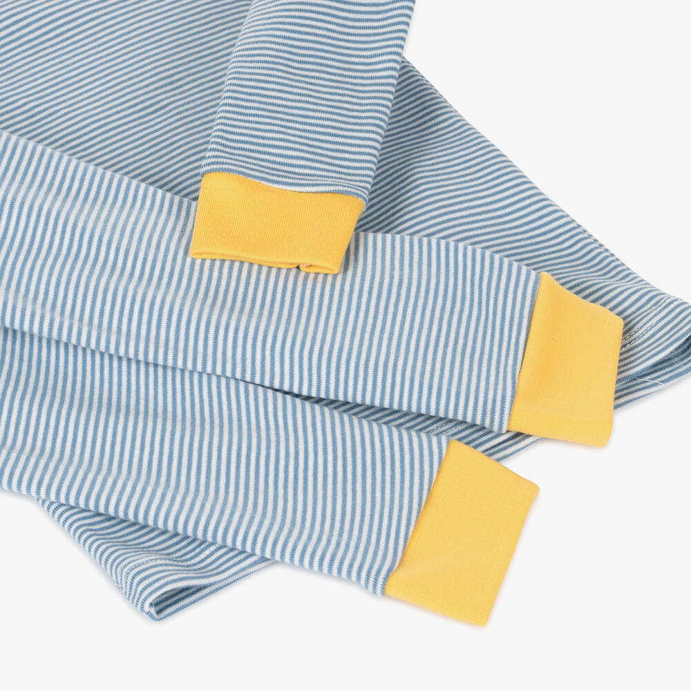 Petit Bateau-بيجاما قطن مقلم لون أزرق للأولاد | Childrensalon