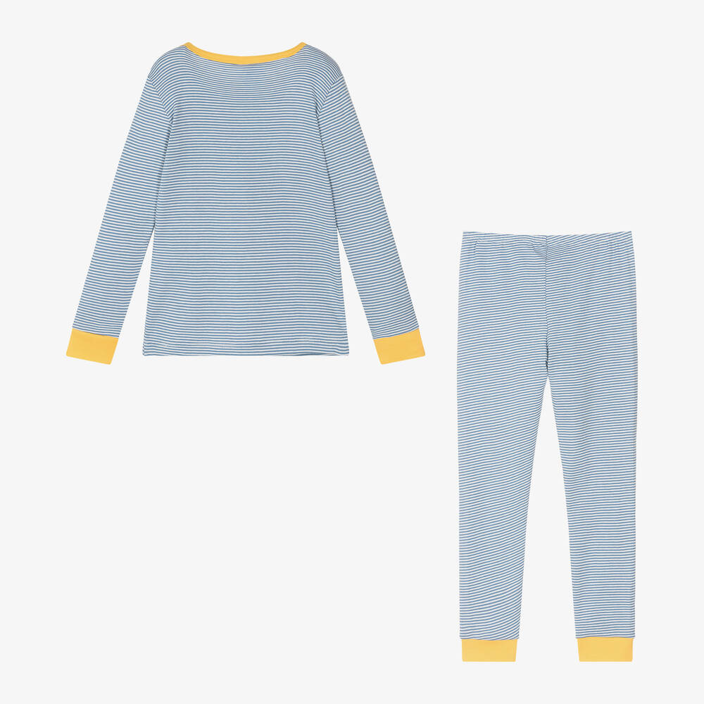Petit Bateau-بيجاما قطن مقلم لون أزرق للأولاد | Childrensalon