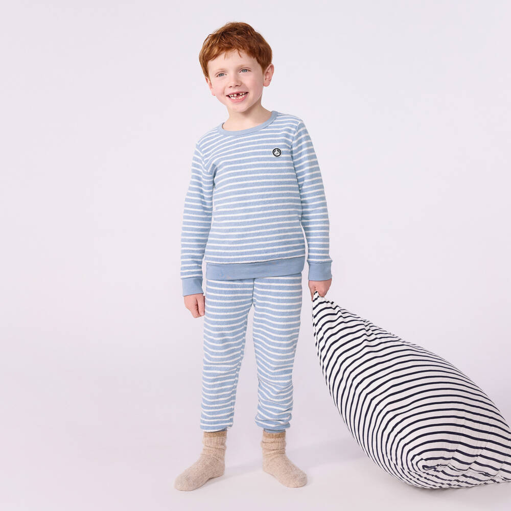 Petit Bateau- Boys Blue Striped Pyjamas | Childrensalon