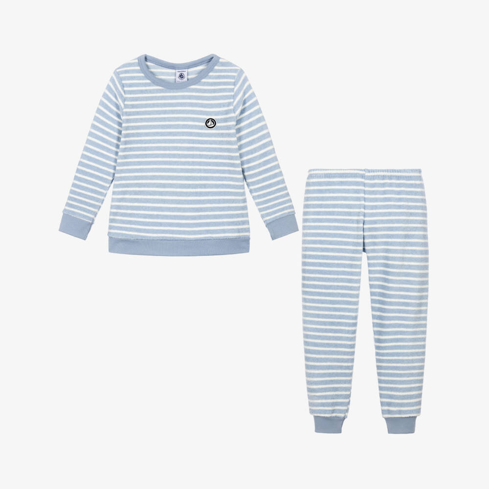 Petit Bateau- Boys Blue Striped Pyjamas | Childrensalon