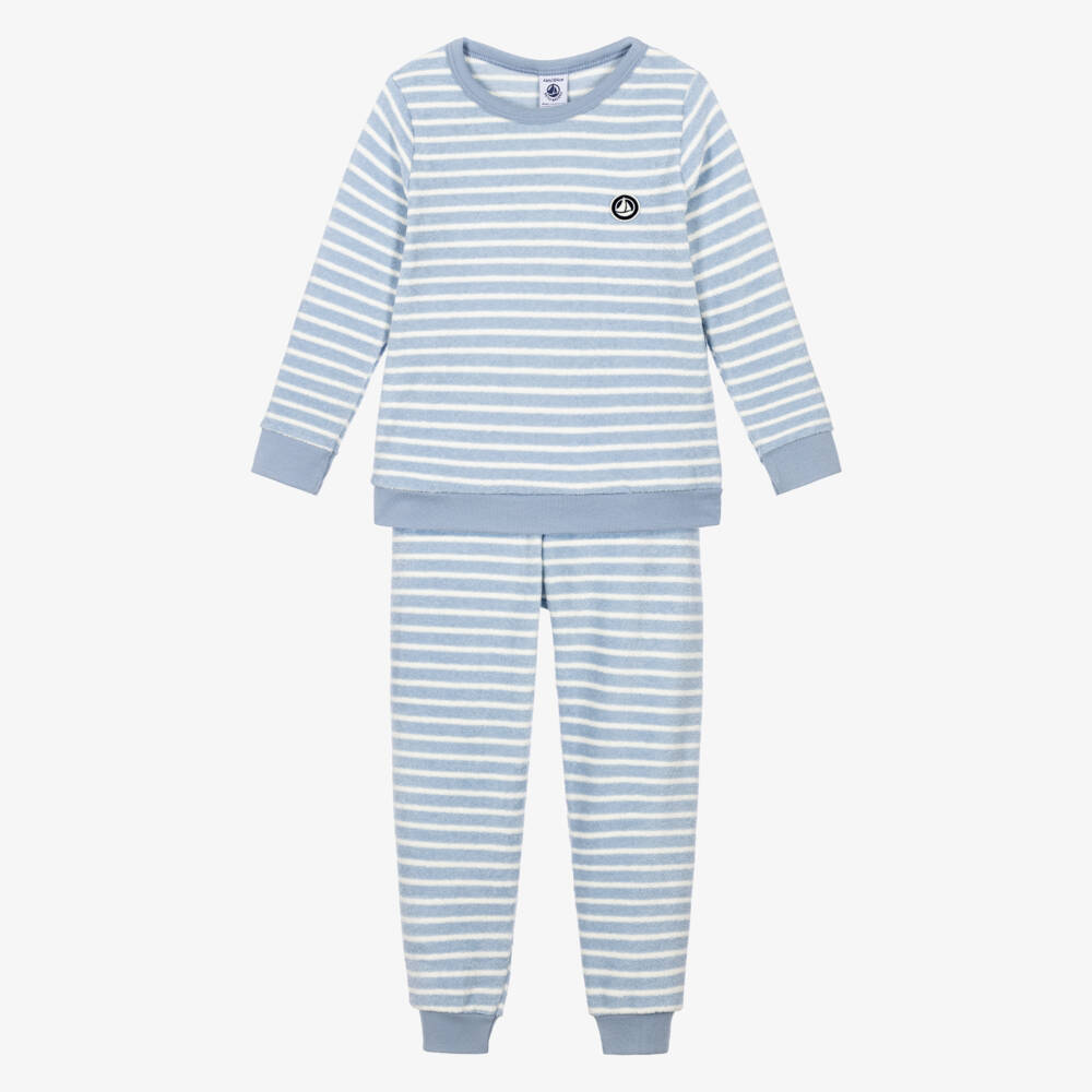 Petit Bateau- Boys Blue Striped Pyjamas | Childrensalon