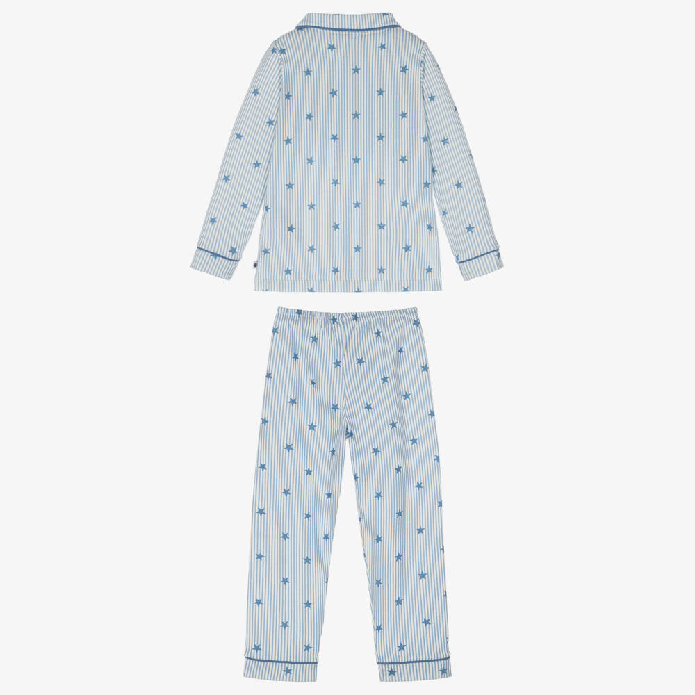 Petit Bateau-Boys Blue Striped Pyjamas with Star Print | Childrensalon