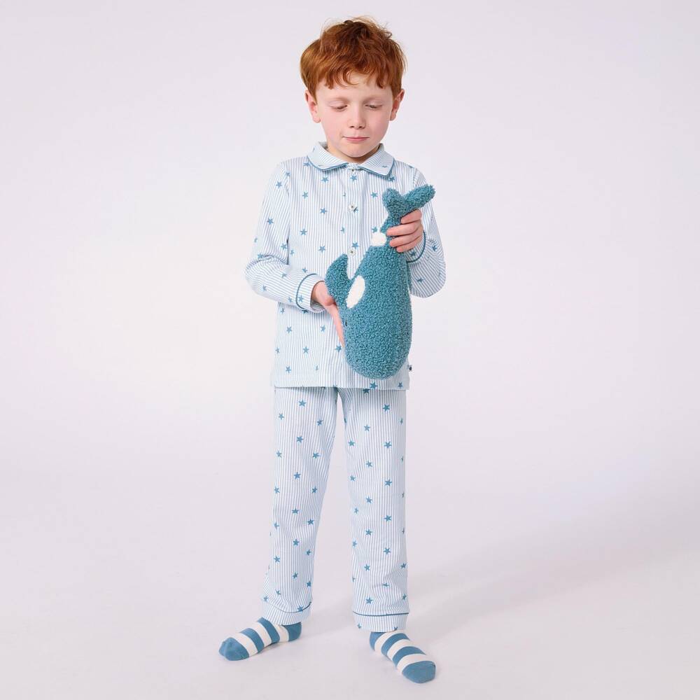 Petit Bateau-بيجاما مقلمة بطبعة نجوم لون أزرق للاولاد | Childrensalon