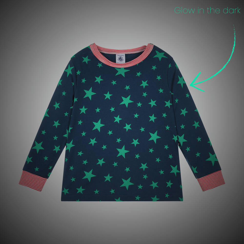 Petit Bateau-Boys Blue Superhero Cotton Pyjamas | Childrensalon