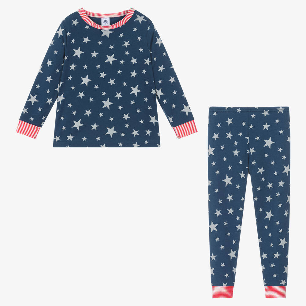 Petit Bateau-Boys Blue Superhero Cotton Pyjamas | Childrensalon