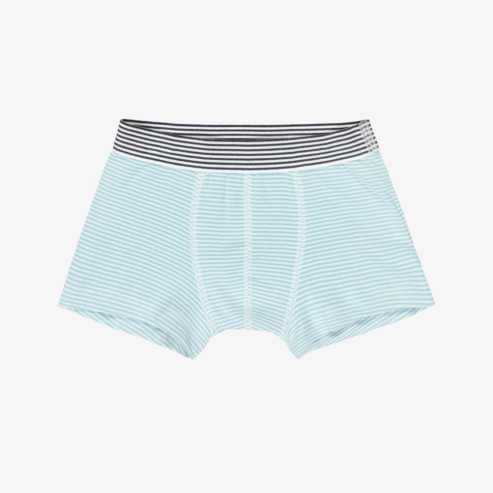 Petit Bateau-Boys Blue & Yellow Striped Cotton Boxer Shorts (3 Pack) | Childrensalon