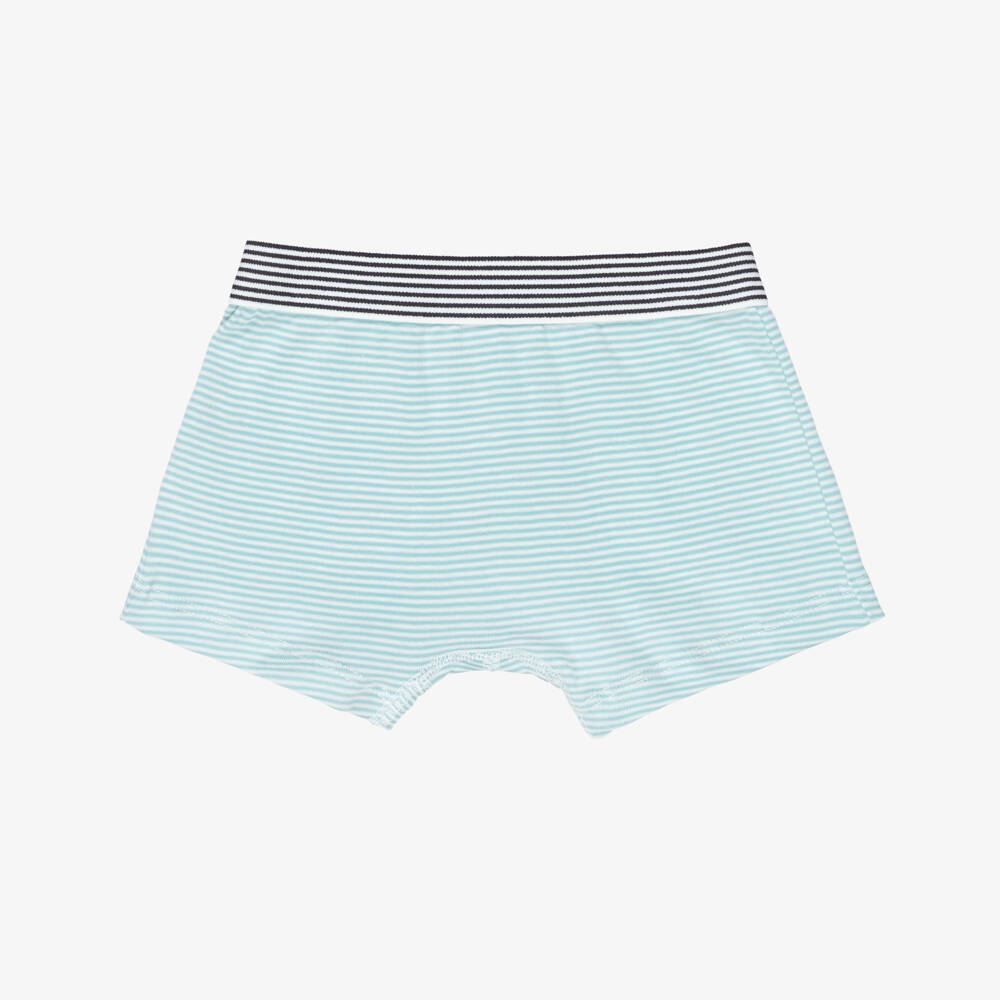 Petit Bateau-Boys Blue & Yellow Striped Cotton Boxer Shorts (3 Pack) | Childrensalon