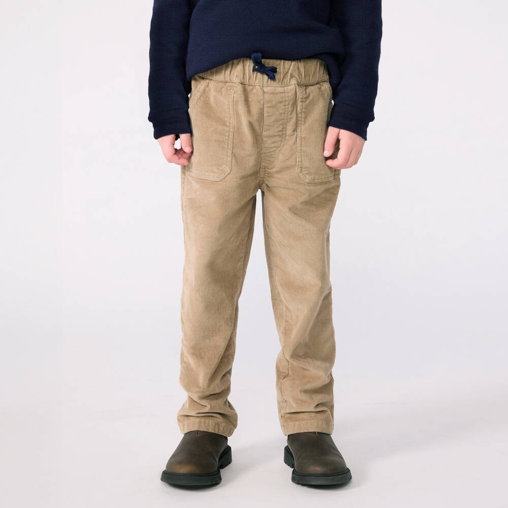 Petit Bateau-Boys Brown Organic Cotton Corduroy Trousers | Childrensalon