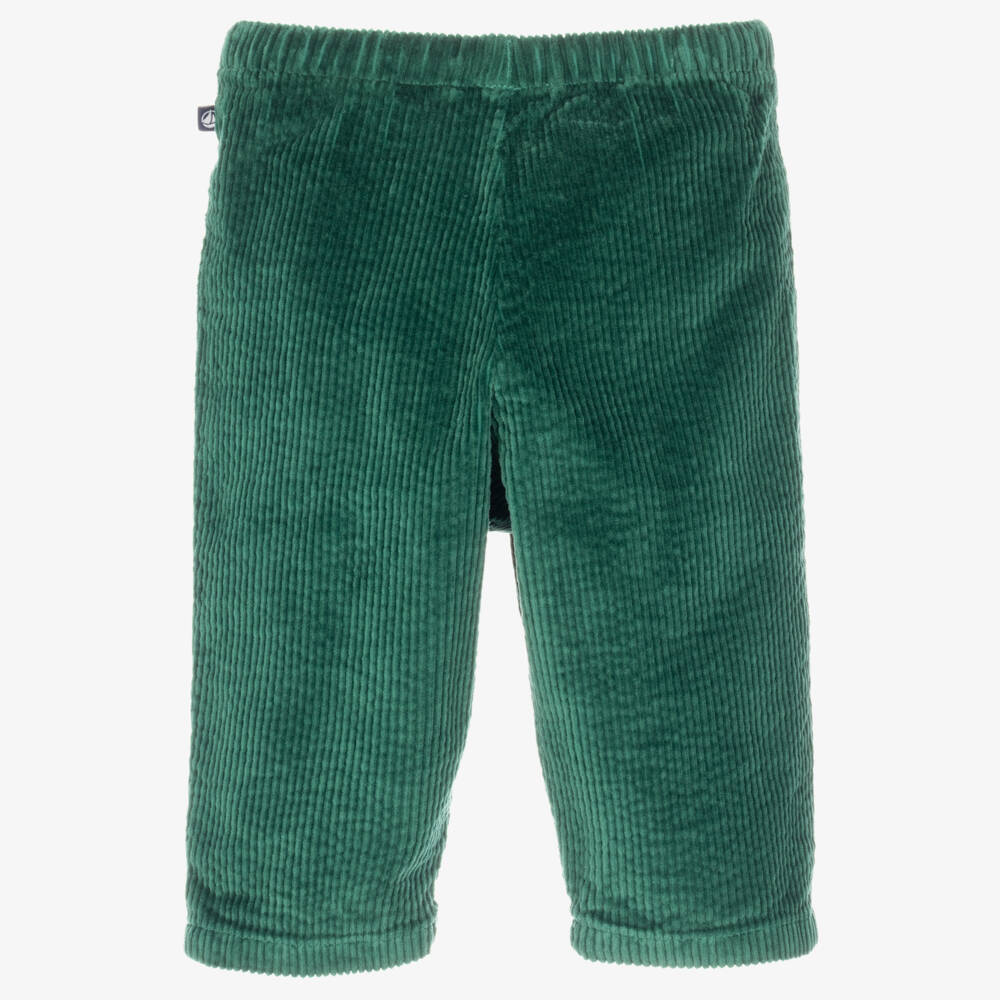 Petit Bateau-Boys Forest Green Corduroy Trousers | Childrensalon