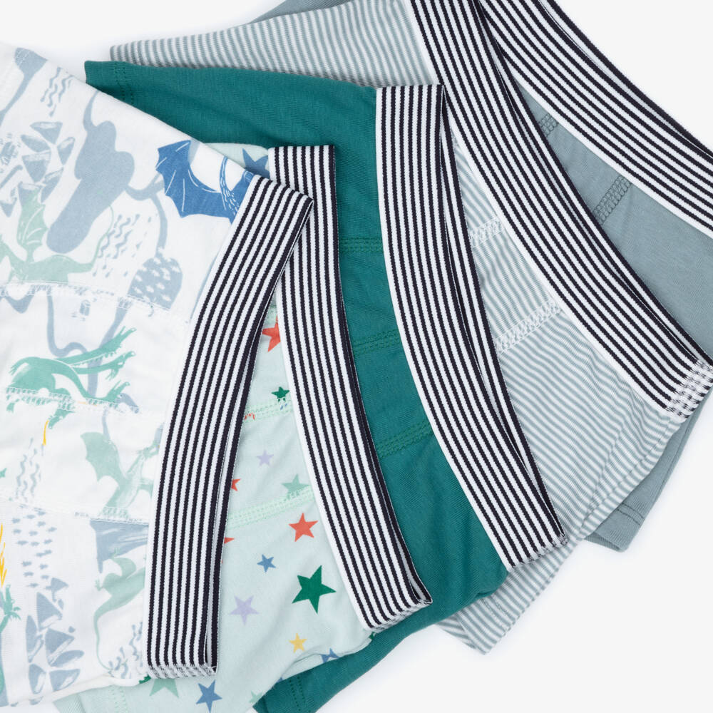 Petit Bateau-Boys Green Cotton Boxer Shorts (5 Pack) | Childrensalon