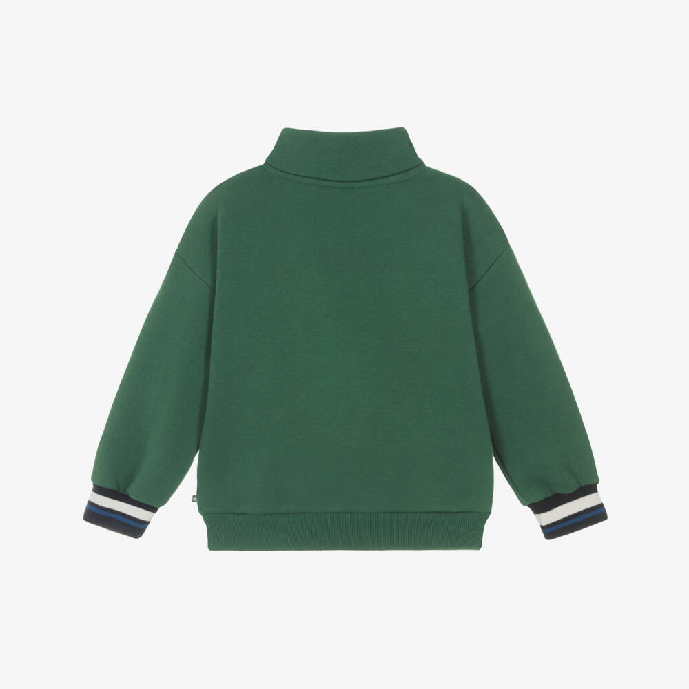 Petit Bateau-Boys Green Cotton Quarter-Zip Sweatshirt | Childrensalon